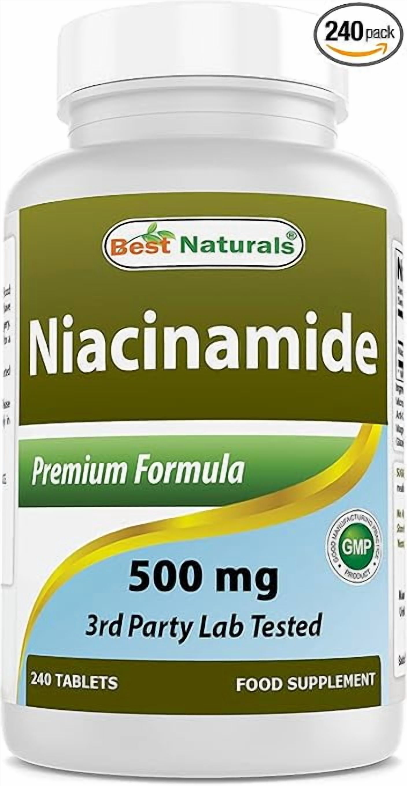 Best Naturals Niacinamide 500 mg Tablets, Non-Flushing Vitamin B3, Immune Support, 240 Count, Vegetarian