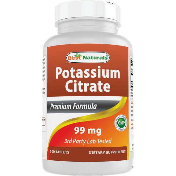 Best Naturals Potassium Citrate 99mg 500 Tablets - 3rd Party Lab Tested