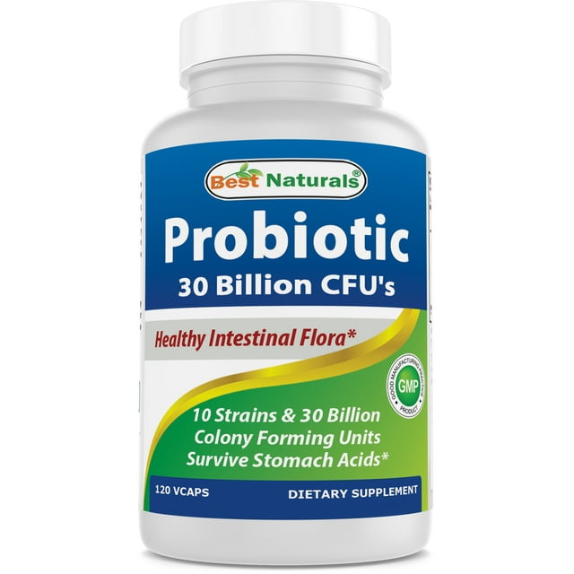 Best Naturals Probiotic 10 Strains & 30 Billion CFU Intestinal Flora 120 Vegetarian Capsules