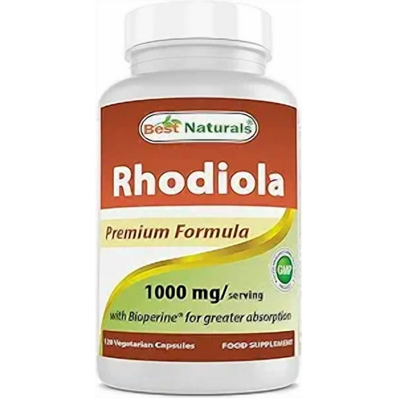 Best Naturals Rhodiola with Bioperine 1000mg Serving - 120 Veggie Capsules