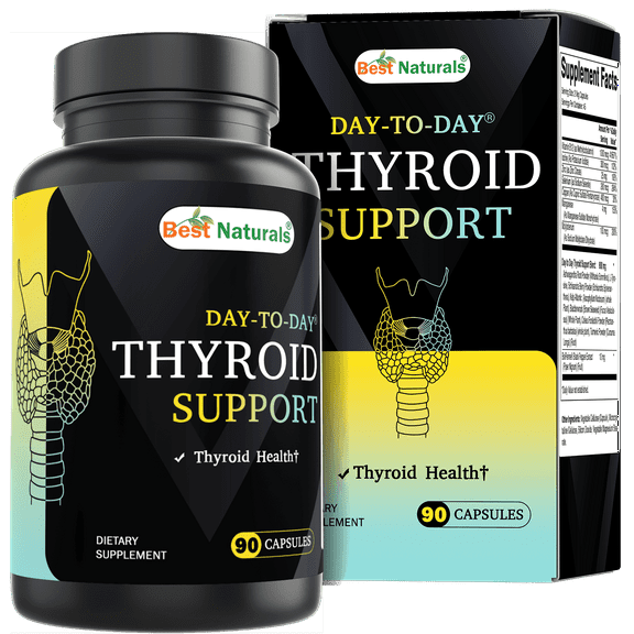 Best Naturals Thyroid Support Supplement, 90 Capsules, with Iodine, Zinc, B12, Ashwagandha
