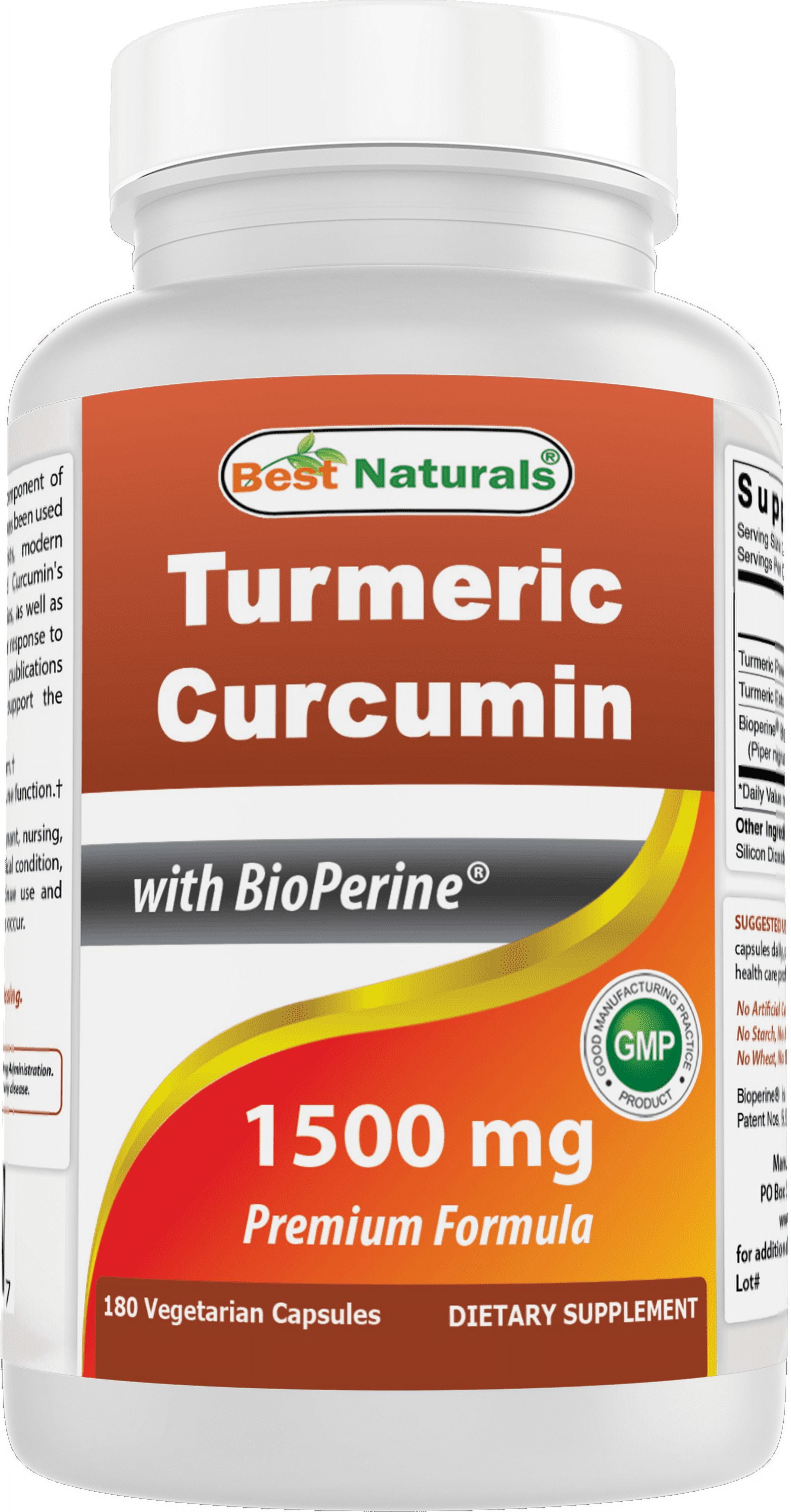 Best Naturals Turmeric Curcumin 1500mg/Serving with Bioperine - 180 Veggie Capsules