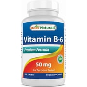 Best Naturals Vitamin B-6 50 mg Tablets, Supports Energy & Heart Health, Nervous System, 250 Count
