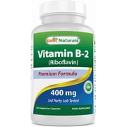 Best Naturals Vitamin B2 Riboflavin 400mg - Migraine Relief - Veggie Capsules - Conezyme Precursor - 120 Count