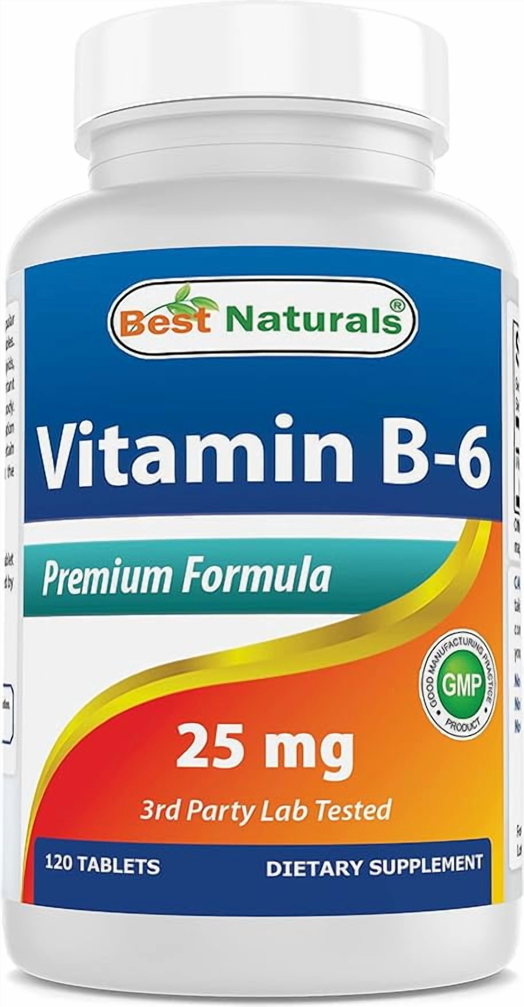 Best Naturals No Lactose, Vitamin B6, 25mg, 120 Tablet Count