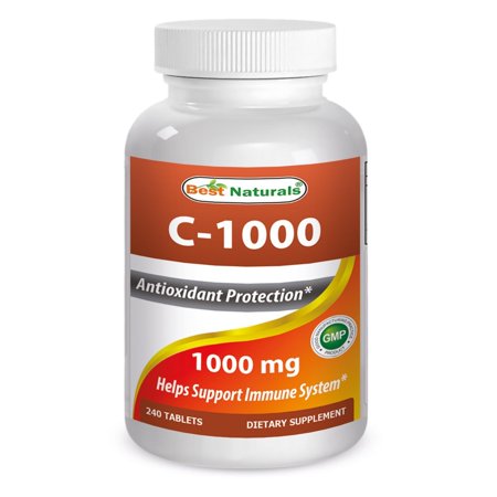 Best Naturals Vitamin C 1000 mg 240 Tablets with Rose hips, Bioflavonoids, Acerola & Rutin