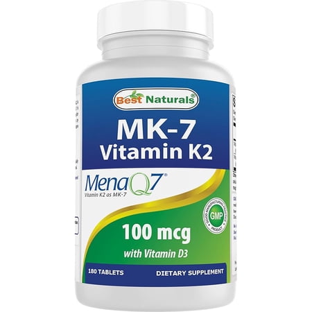 Best Naturals Vitamin D3 with K2 (MK7) 5000 IU Vitamin D3 & 100 mcg Vitamin K2 MK7, 180 Tablets | Supports Supplement Bone and Heart Health