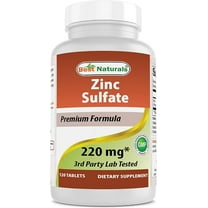 Best Naturals Zinc Sulfate 220 mg 120 Tablets - 3rd Party Lab Tested - Made in The USA - Gluten Free & Non-GMO