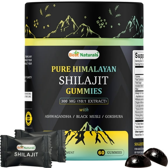 Best Naturtals Pure Himalayan Shilajit Gummies - 60 ct - Made with Ashwagandha, Black Musli, and Gokshura