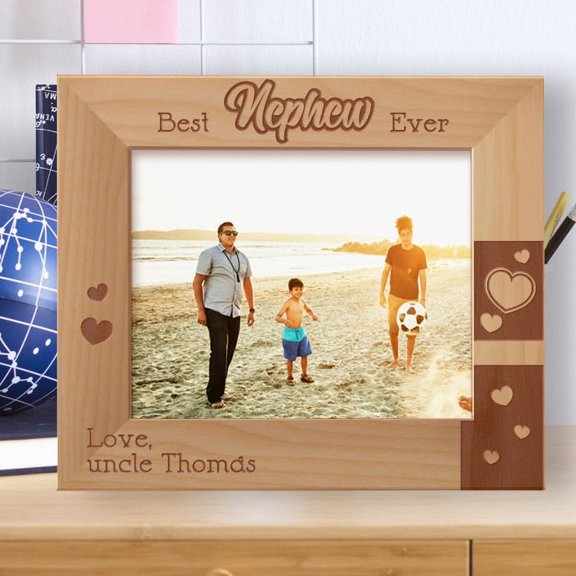 Best Nephew Ever Personalized Wooden Frame-10" x 8" Brown Horizontal