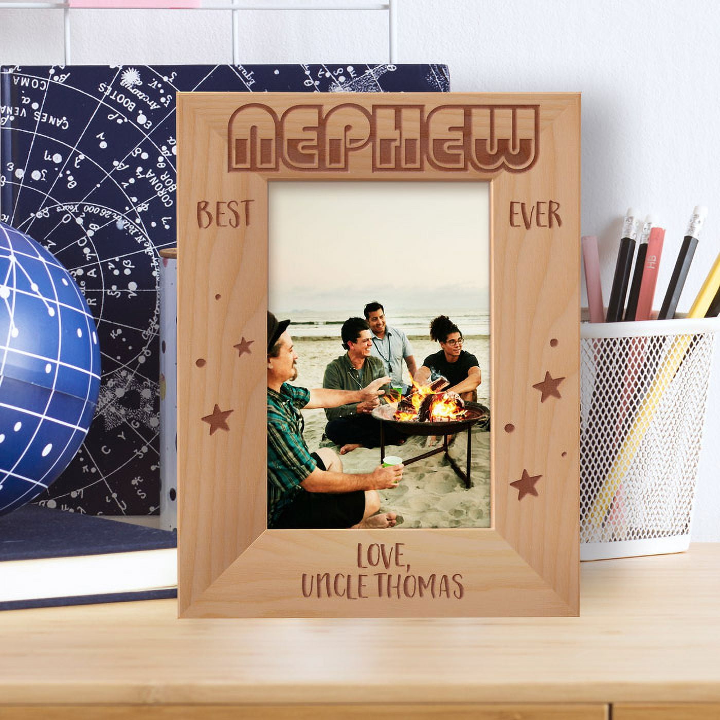 Best Nephew Ever Personalized Wooden Frame 4" x 6" Brown (Vertical)