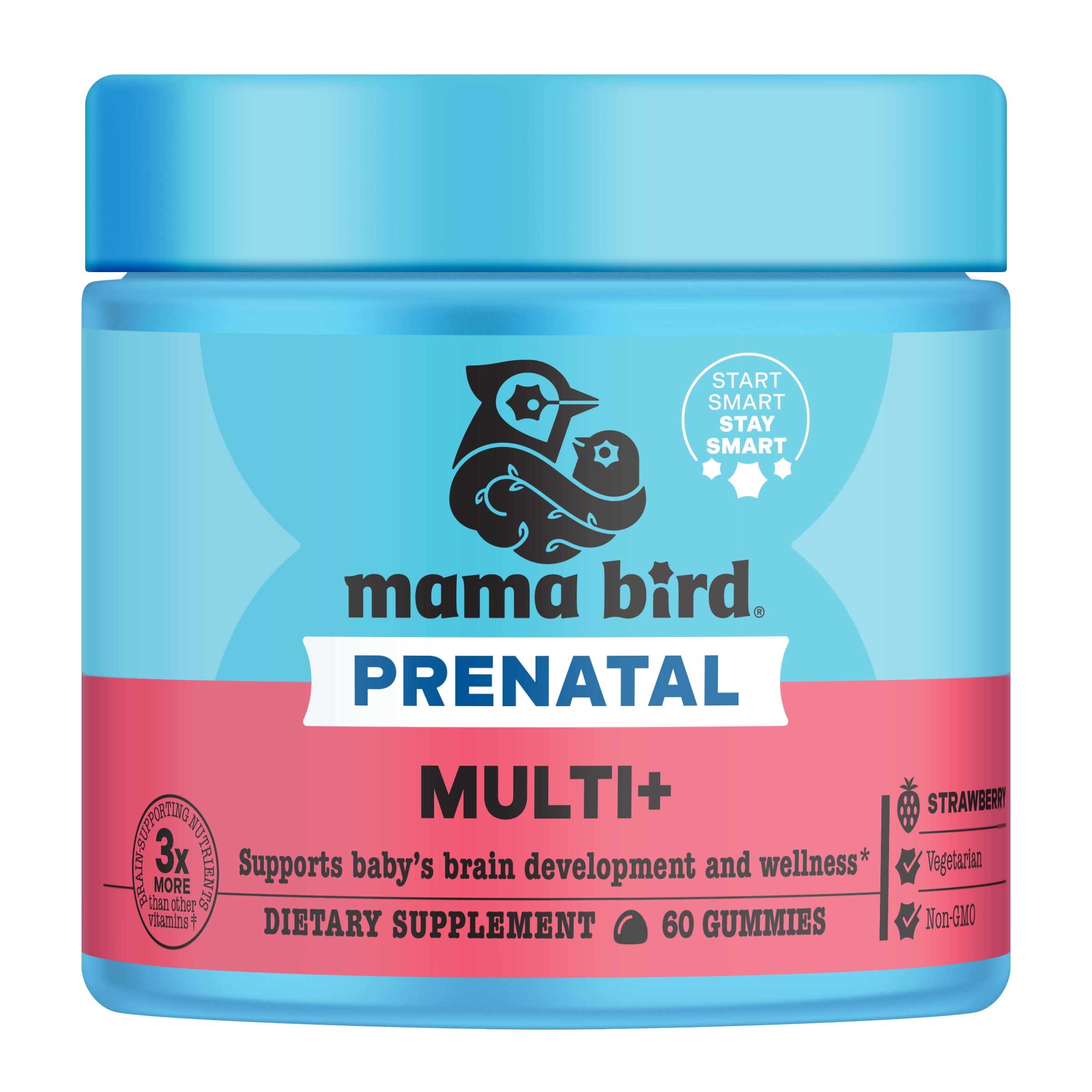 Best Nest Wellness Mama Bird Prenatal Gummies for Women - Vegan Prenatal Vitamins, Methylfolate (Folic Acid), Womens Prenatal Multivitamin Strawberry Flavor, Once Daily Eye and Brain Development 60Ct