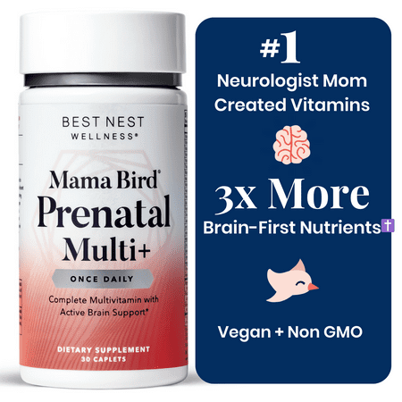 Best Nest Wellness Mama Bird Prenatal Vitamins, Methylfolate, B12, Organic, Vegan, 30 Count