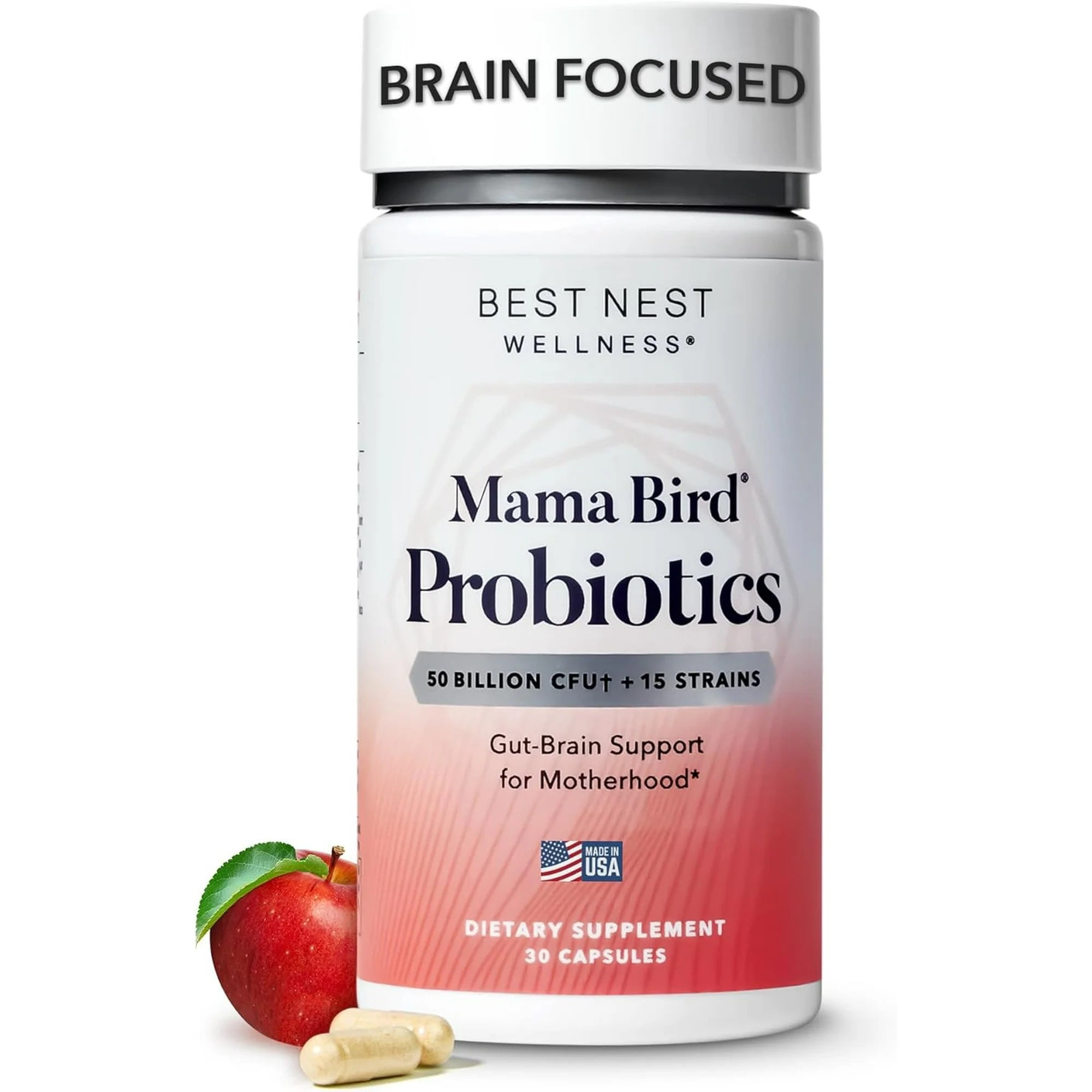 Best Nest Wellness Mama Bird Probiotics Gut-Brain Health Connection Once Daily Women Probiotic for Prenatal, Postnatal & Fertility, Digestive Health 50B CFU,15 Strains, Probiotic Supplement, 30 Count