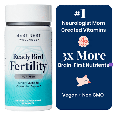 Best Nest Wellness Ready Bird Fertility Supplement for Men, 3-in-1 Multivitamin, Herbal Blend, 30 Ct