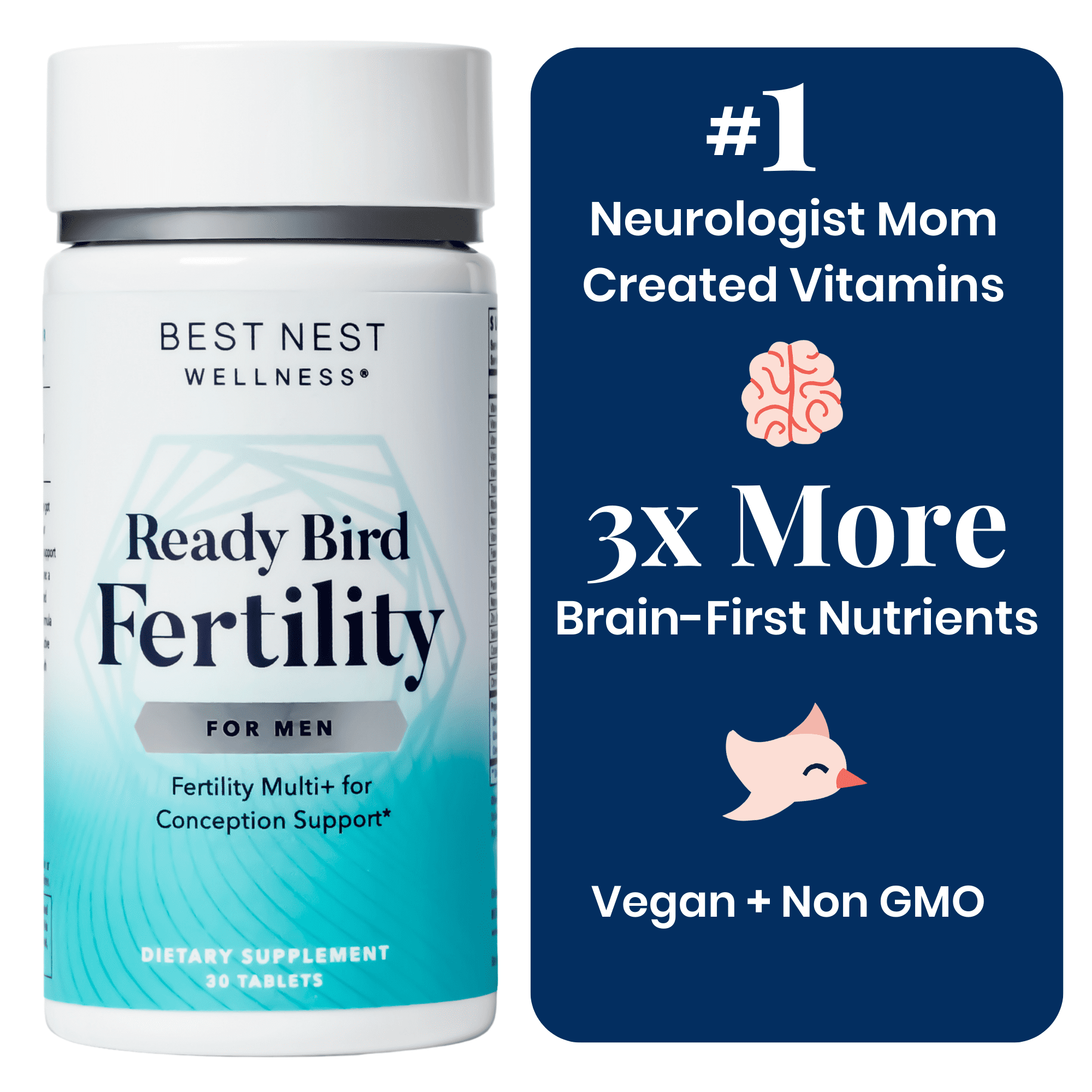 Best Nest Wellness Ready Bird Fertility Supplement for Men, 3 in 1 Multivitamin, Herbal Blend