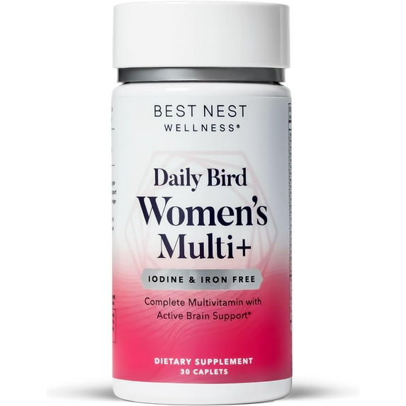 Best Nest Wellness Women's Multivitamin with B12, Iodine & Iron Free Organic Blend, Vegan, Once Daily Methylated Vitamins, 50 Women Multivitamin, 30Ct