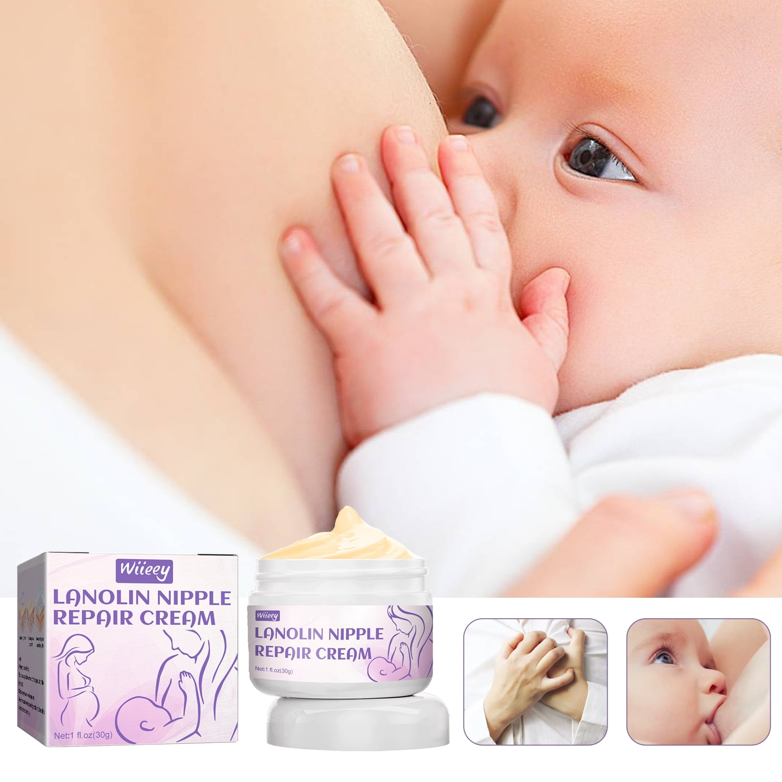 Best Nipple Cream for Breastfeeding Relief，Provides immediate relief from  sore, dry and cracked nipples even after one application