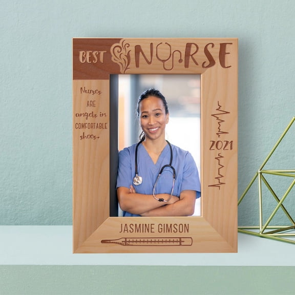 Best Nurse Personalized Wooden Frame 4" x 6" Brown (Vertical)