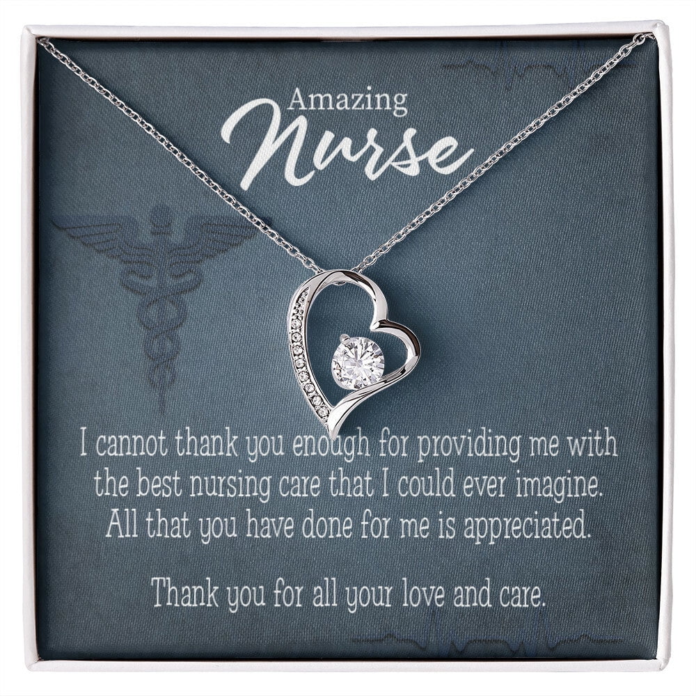 Best Nursing Care Healthcare Medical Worker Nurse Appreciation Forever Necklace w Message Card