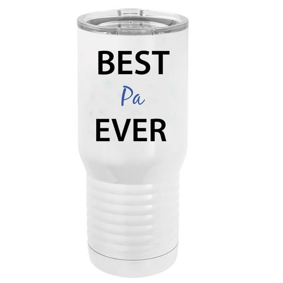 Best Pa Ever Stainless Steel Vacuum Double-Walled Insulated 20 Oz Tumbler Travel Coffee Mug with Clear Lid, White