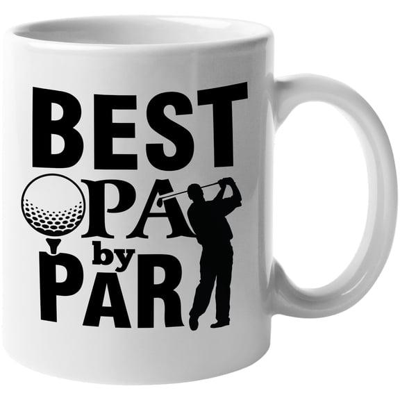 Best Pa by Par Pun with a Ball on a Tee, Golf Player, Golfing or Golfer Themed Merch Gift, White Ceramic 11oz Coffee Mug