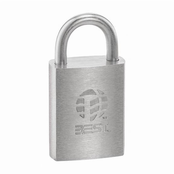 Keyed Padlock, Coreless, Standard Shackle, Rectangular Brass Body, Stainless Steel Shackle
