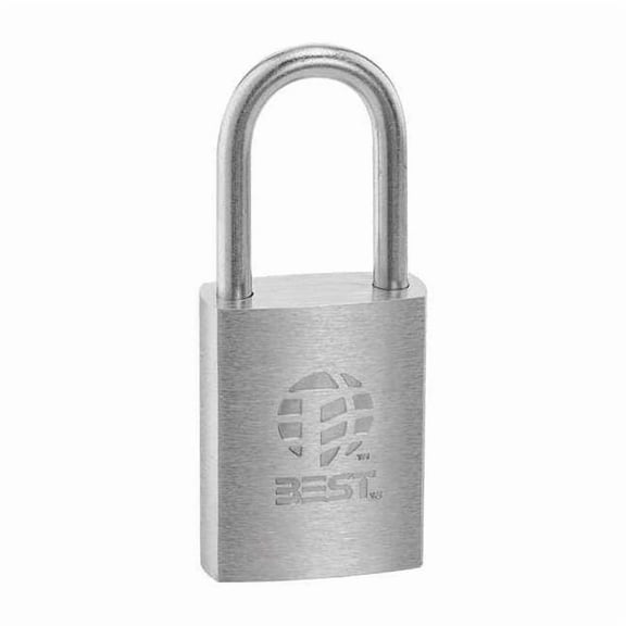 Padlock, Coreless, Long Shackle, Rectangular Zinc Alloy Body, Stainless Steel Shackle, 7/8 in W