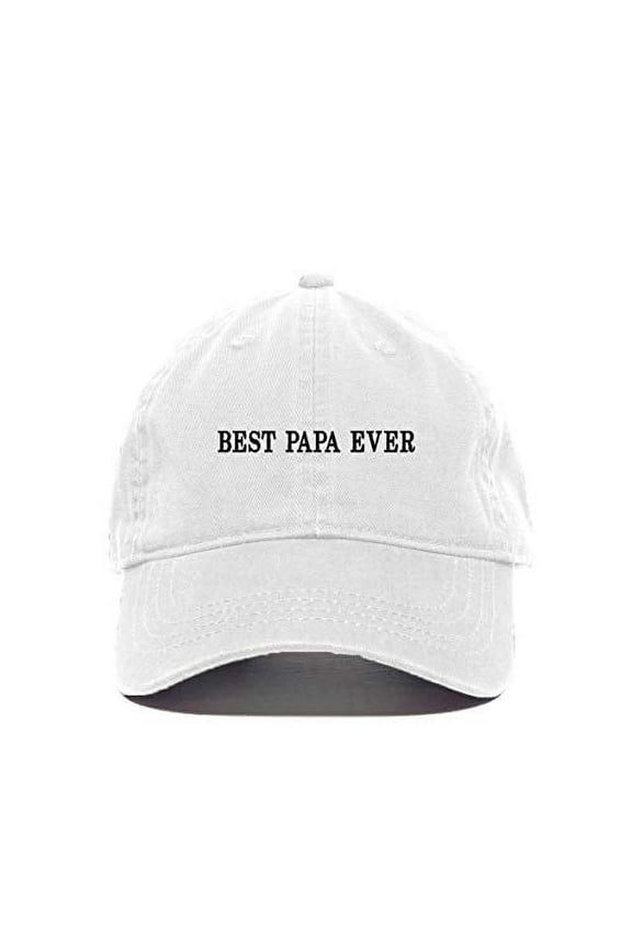 Best Papa Ever Baseball Cap Embroidered Cotton Adjustable Dad Hat White