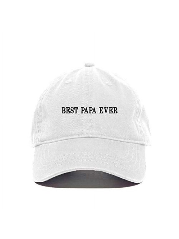 Best Papa Ever Baseball Cap Embroidered Cotton Adjustable Dad Hat White