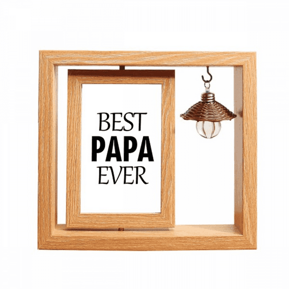 Best Papa Ever Quote Father's Day Wooden Rotating Picture Photo Frame 4x6