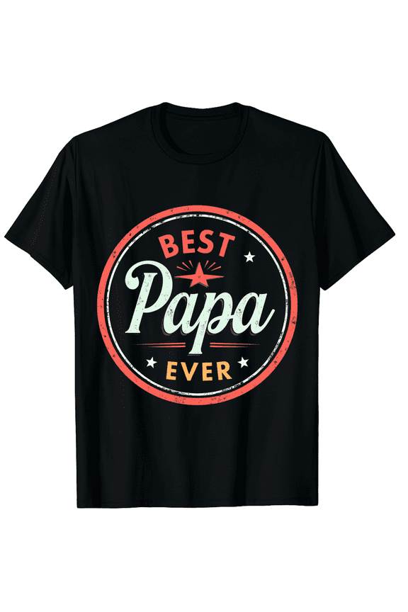 Best Papa Ever Retro Vintage Circle Fathers Day T-Shirt for Men
