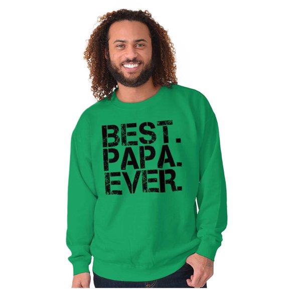 Best Papa Ever Worlds Greatest Dad Men's Crewneck Sweatshirt Brisco Brands L