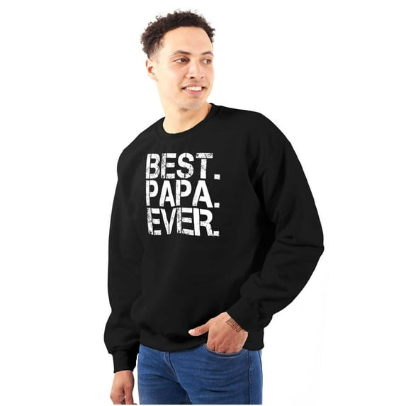 Best Papa Ever Worlds Greatest Dad Men's Crewneck Sweatshirt Brisco Brands X