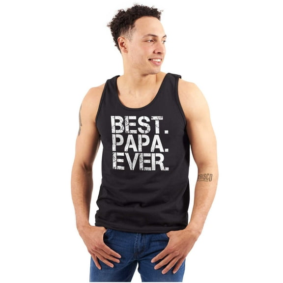 Best Papa Ever Worlds Greatest Dad Tank Top Sleeveless Tee Men Brisco Brands S