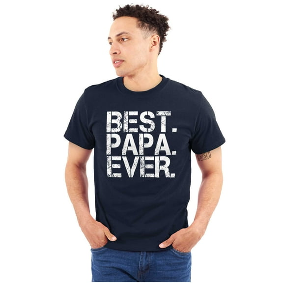 Best Papa Ever Worlds Greatest Father Men's Big & Tall Crewneck Graphic Tee Brisco Brands 2X