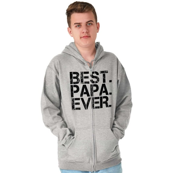 Best Papa Ever Worlds Greatest Father Men's Big & Tall Graphic Zip Up Hoodie Brisco Brands 2X