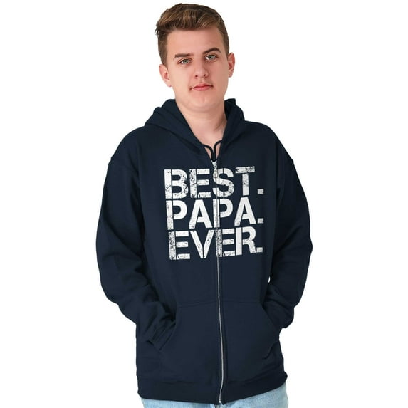 Best Papa Ever Worlds Greatest Father Men's Big & Tall Graphic Zip Up Hoodie Brisco Brands 2X