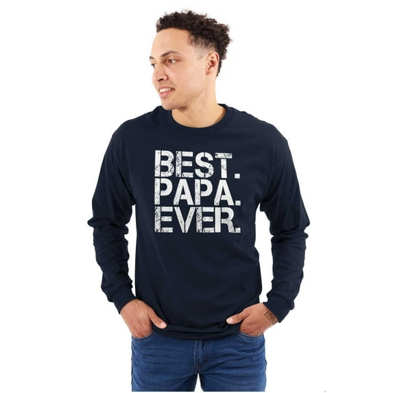 Best Papa Ever Worlds Greatest Father Men's Big & Tall Long Sleeve Graphic Tee Brisco Brands 3X