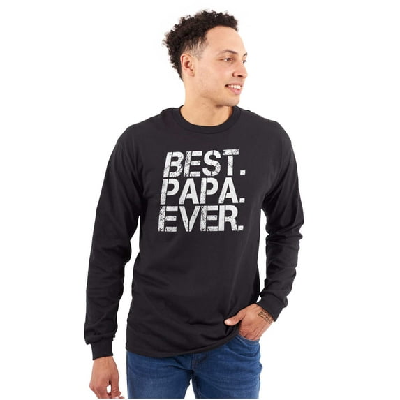 Best Papa Ever Worlds Greatest Father Men's Big & Tall Long Sleeve Graphic Tee Brisco Brands 3X