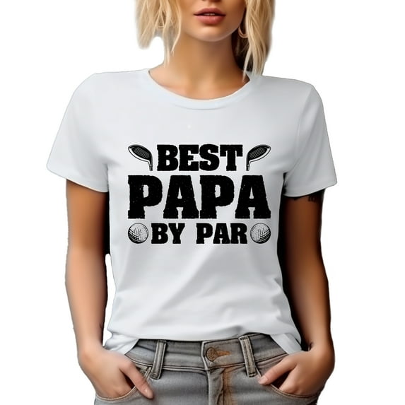 Best Papa by Par with Golf Balls & Clubs, Golfer Father's Day, White T-Shirt, Small