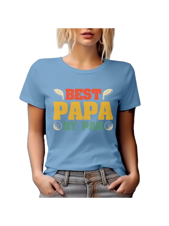Best Papa by Par with Golf Clubs & Balls, Golfer Father's Day, Baby Blue T-Shirt, Small