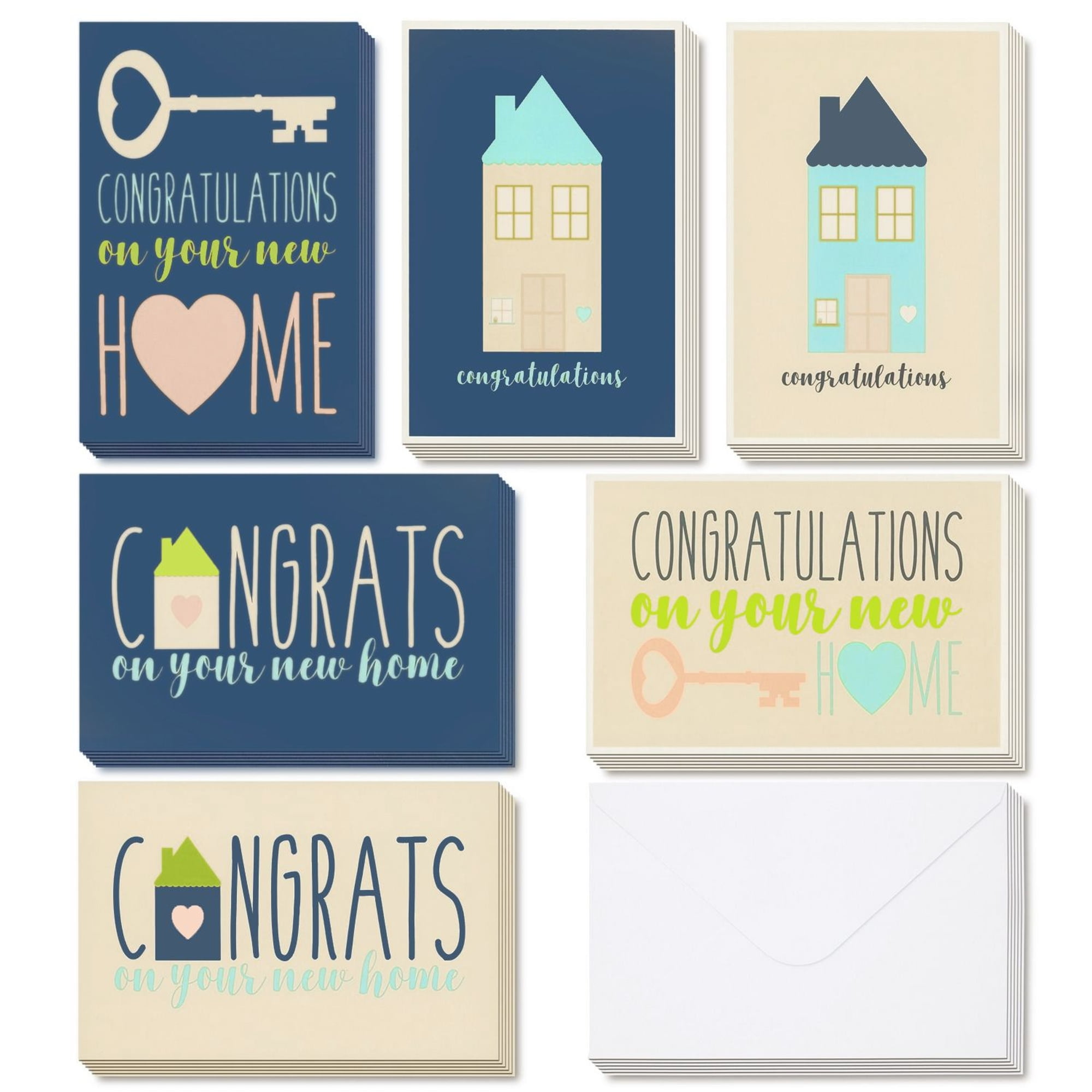 36 Pack Congratulations On Your New Home Greeting Cards with Envelopes Assortment Set for House Warming (6 Designs, 4x6 In) House Greeting Card - Congrats on Your Home Cards - Walmart.com for Free Printable Congratulations On Your New Home Cards