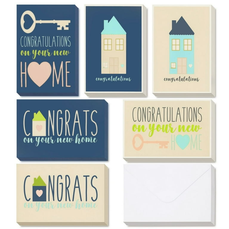 36 Pack Congratulations On Your New Home Greeting Cards with Envelopes Assortment Set for House Warming (6 Designs, 4x6 In) House Greeting Card - Congrats on Your Home Cards - Walmart.com for Congratulations On New Home Card Free Printable