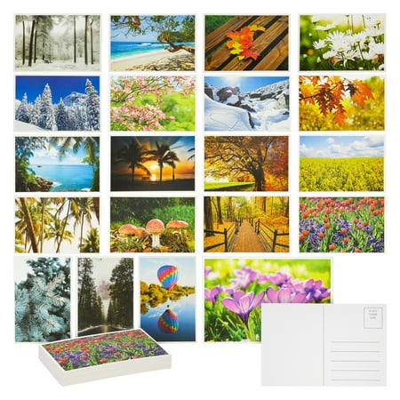 Best Paper Postcards 40 Pack Nature Bulk, Blank Travel Postcards for Mailing, 20 Assorted Scenic Photos, Four Seasons (4x6 In)