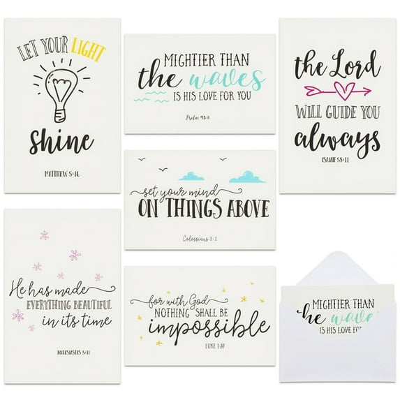 Best Paper Greetings Christian Encouragement Cards - Blank Christian Stationery for Personal Messages - Scripture Stationery with Bible Verses - Encouragement Cards with Envelopes - 48-Pack, 4" x 6"