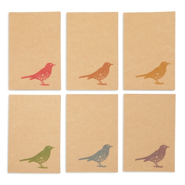 Bulk Set of 36 Bird Design Kraft Paper Notecards and Envelopes, 4x6 ...