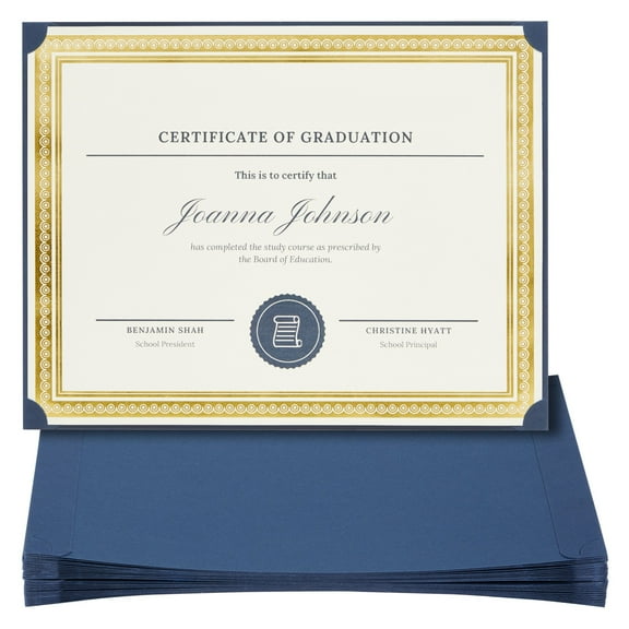 Best Paper Greetings Certificate Holders, Single-Sided, Navy Blue, 8.5" x 11", 24 Count