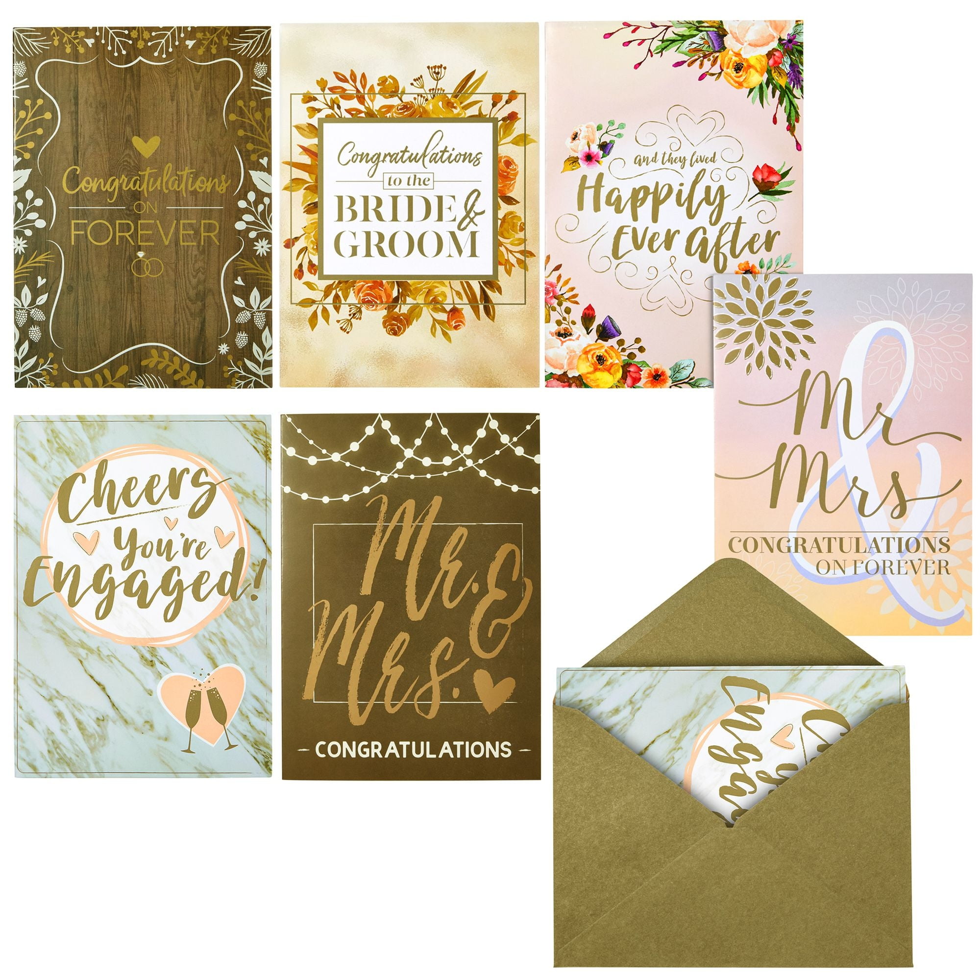 Best Paper Greetings Rustic Wedding Greeting Cards, 5x7 In, 36 Count
