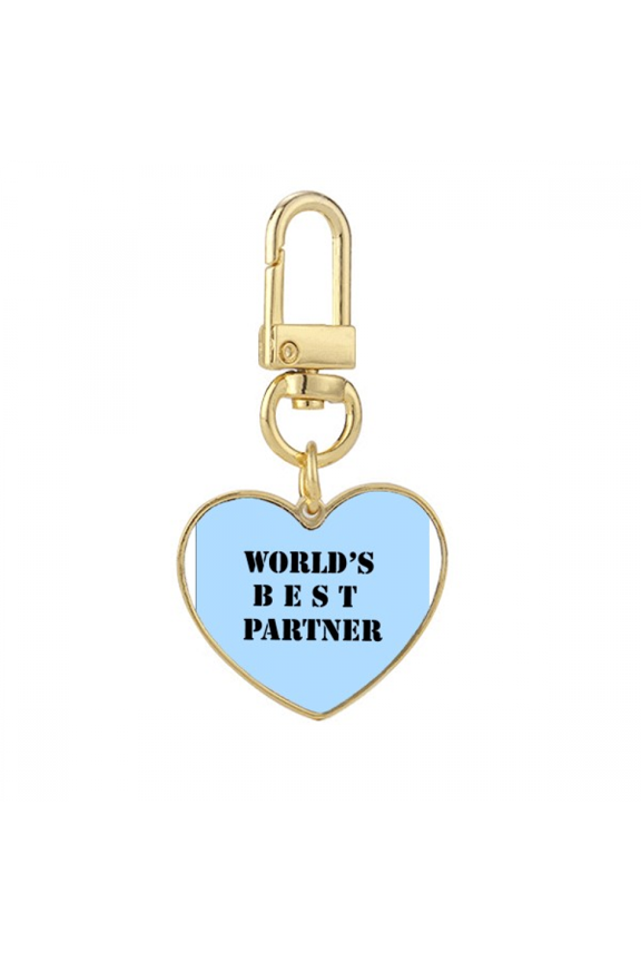 Best Partner Teammate Colleague Gold Heart Keychain Metal Keyring Holder